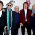 Les membres du groupe The Rolling Stones Ron Wood, Keith Richards, Martin Scorsese, Mick Jagger et Charlie Watts - Ouverture de l'exposition "Rolling Stones Exhibitionism" à l'Industria Superstudio à New York le 15 novembre 2016.