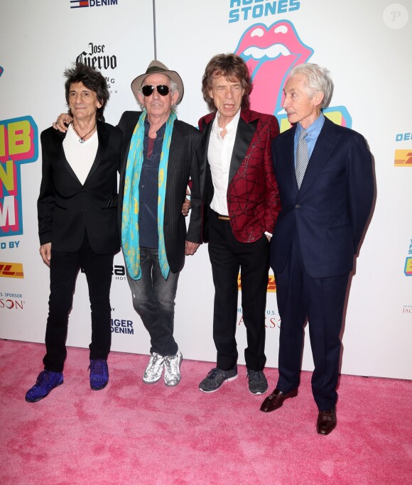 Ron Wood (Ronnie Wood), Keith Richards, Mick Jagger et Charlie Watts - People à la soirée "Cuervo: The Rolling Stones Tour Pick" à New York. Le 15 novembre 2016