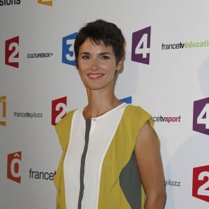 Eglantine Eméyé lors de la conférence de presse de rentrée de France Télévisions au Palais de Tokyo à Paris, le 26 août 2014.