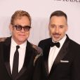  En couple depuis 1993 (mariés depuis 2014) : Elton John et son mari David Furnish à la soirée Stand up for hero présentée par NY Comedy Festival au Madison Square Garden à New York, le 2 novembre 2016  