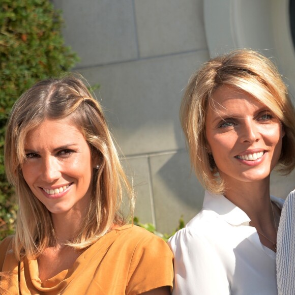 Marine Lorphelin, Alexandra Rosenfeld, Sylvie Tellier et Lætitia Bléger à la Conférence de presse de l'association "Les bonnes fées" à Paris avec le comité Miss France à Paris le 03 septembre 2015.