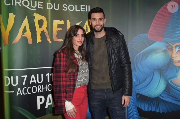 Semi-exclusif - Javier Pastore et sa compagne Chiara Picone - Première du spectacle du Cirque Du Soleil "VareKai" à L'AccordArena de Paris, France, le 7 décembre 2016.