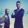 Tony Yoka et Estelle Mossely en vacances à l'îla Maurice, au Dinarobin Beachcomber Golf Resort & Spa, octobre 2016. Avant une sortie plongée sous-marine.