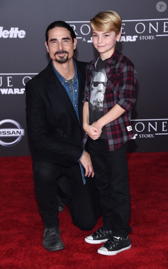 Kevin Richardson et son fils Mason Richardson à la soirée "Rogue One: A Star Wars Story" au théâtre The Pantages à Hollywood, le 10 décembre 2016