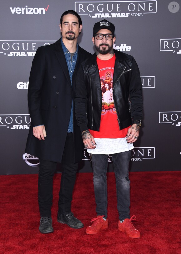 Kevin Richardson et AJ McLean à la soirée "Rogue One: A Star Wars Story" au théâtre The Pantages à Hollywood, le 10 décembre 2016