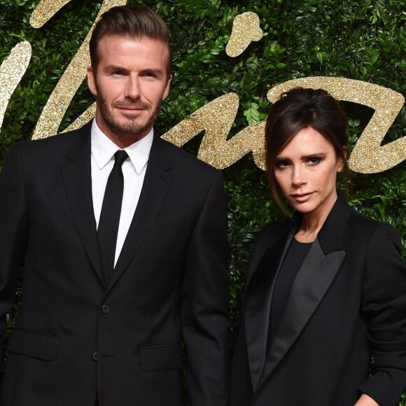 David Beckham et sa femme Victoria Beckham aux British Fashion Awards 2015 à Londres, le 23 novembre 2015