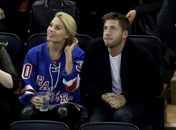 Margot Robbie et Tom Ackerley au Madison Square Garden à New York le 26 février 2015.