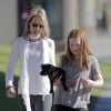 Helen Hunt, son compagnon Matthew Carnaha et leur fille Makena Carnahan emmènent leur chien chez le vétérinaire à Santa Monica, le 16 février 2016.