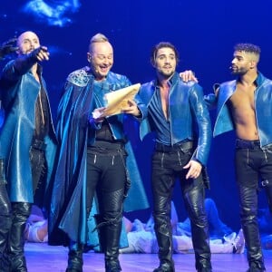 Exclusif - Prix spécial - Damien Sargue, David Ban, Sébastien Cauet, Olivier Dion et Brahim Zaibat - Sébastien Cauet chante dans la comédie musicale "Les 3 Mousquetaires" au Palais des Sports à Paris le 8 décembre 2016.