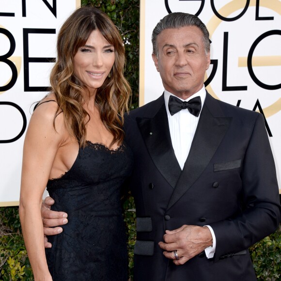 Sylvester Stallone et Jennifer Flavin lors des Golden Globe Awards au Beverly Hilton, Beverly Hills, Los Angeles, le 8 janveir 2017.