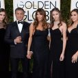 Sylvester Stallone, Jennifer Flavin, Scarlet, Sistine et Sophia lors des Golden Globe Awards au Beverly Hilton, Beverly Hills, Los Angeles, le 8 janveir 2017.