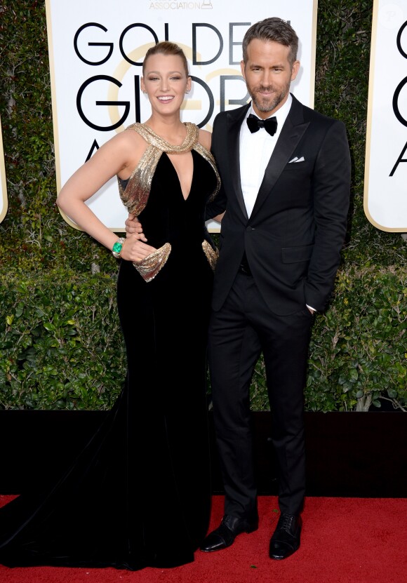 Ryan Reynolds et Blake Lively lors des Golden Globe Awards au Beverly Hilton, Beverly Hills, Los Angeles, le 8 janvier 2017.