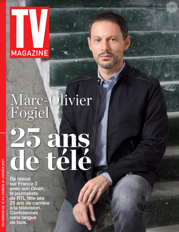 Marc-Olivier Fogiel en couverture du TV Magazine. Programme du 15 au 21 janvier 2017.