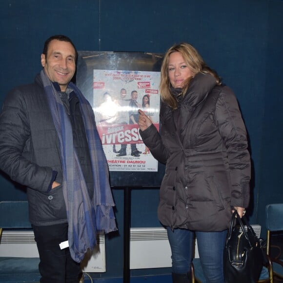 Zinédine Soualem et sa compagne Caroline Faindt - Générale de la pièce "Bonjour Ivresse" au thêatre Daunou à Paris le 12 janvier 2017.