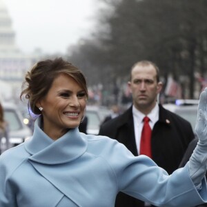 Le président Donald Trump et son épouse Melania lors de la parade d'investiture sur Pennsylvania Avenue à Washington le 20 janvier 2017