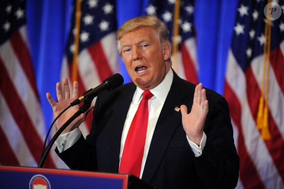 Donald Trump - Première conférence de presse du nouveau président des Etats-Unis à New York. Le 11 janvier 2017