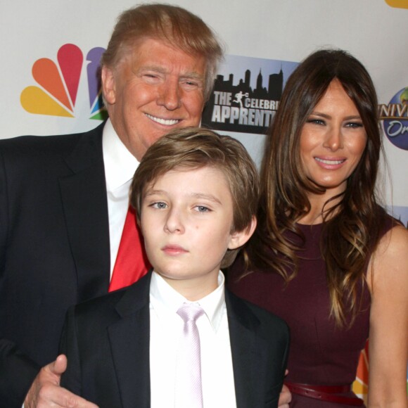 Donald Trump avec sa femme Melania Trump et leur fils Barron Trump - Soirée de la série "The Celebrity Apprentice" à New York le 18 février 2015.