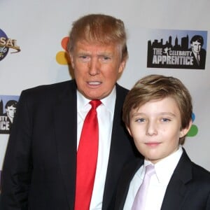 Donald Trump et son fils Barron Trump - Soirée de la série "The Celebrity Apprentice" à New York le 18 février 2015.