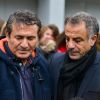 Dove Attia et Albert Cohen, producteurs de la comédie musicale "1789, les amants de la Bastille", émus aux larmes lors d'une conférence de presse donnée devant le Palais des Sports de Paris le 9 novembre 2013