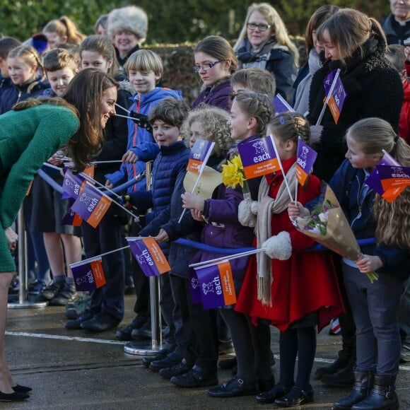 La duchesse Catherine de Cambridge visitait le 24 janvier 2017, en sa qualité de marraine d'East Anglia's Children Hospices (EACH), un hôpital pour enfants du Norfolk, à Quidenham.