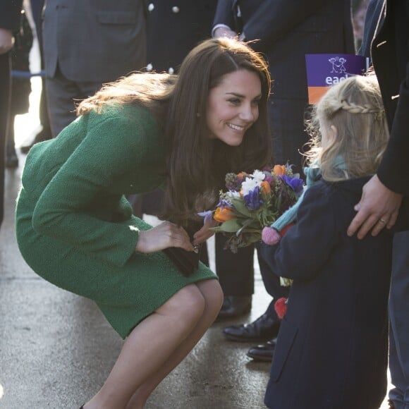 La duchesse Catherine de Cambridge visitait le 24 janvier 2017, en sa qualité de marraine d'East Anglia's Children Hospices (EACH), un hôpital pour enfants du Norfolk, à Quidenham.