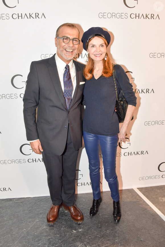 Le créateur Georges Chakra et Cyrielle Claire - Défilé Georges Chakra, collection Couture printemps-été 2017 à Paris. Le 24 janvier 2017.