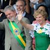 Nicolas Sarkozy, Luiz Inacio Lula da Silva et sa femme Marisa Leticia, au Brésil, le 7 septembre 2009