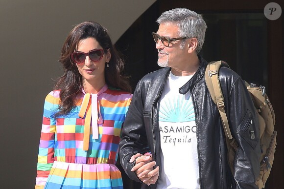 Semi-Exclusif - George Clooney et sa femme Amal Alamuddin quittent l'hôtel Eden Roc au Cap d'Antibes, après avoir assisté au 69e Festival International du Film de Cannes. Le 14 mai 2016
