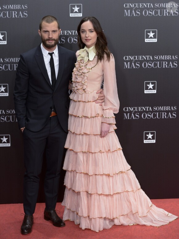 Dakota Johnson, Jamie Dornan - Première du film "Cinquante nuances plus sombres" à Madrid le 8 février 2017.