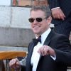 Matt Damon - George Clooney et ses invités se rendent à son mariage avec Amal Alamuddin à Venise, le 27 septembre 2014.