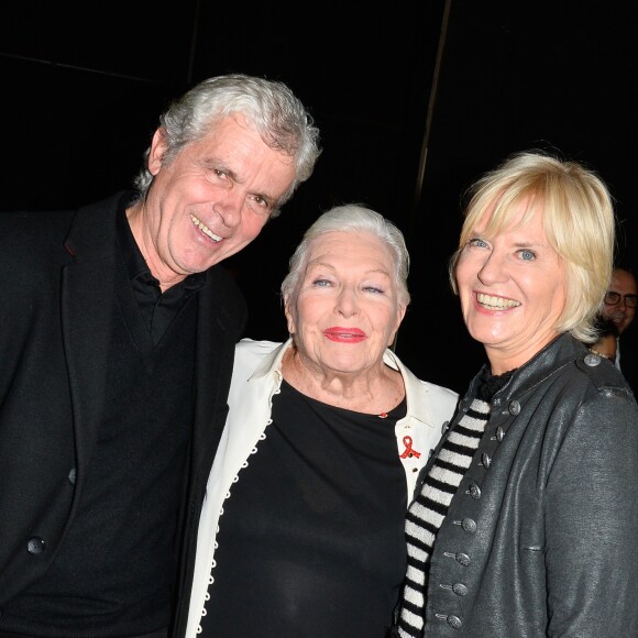 Exclusif - Line Renaud, Claude Sérillon et sa femme Catherine Ceylac - Représentation de la pièce "Pleins Feux" au théâtre Hébertot à Paris le 2 février 2017. © Coadic Guirec/Bestimage