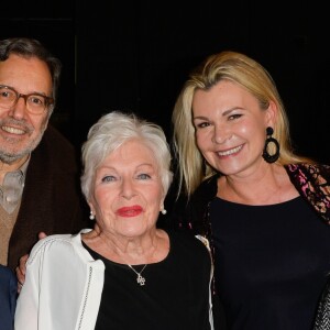 Exclusif - Nonce Paolini et sa femme Catherine Falgayrac, Line Renaud, Lévon Sayan et sa femme Anne-Marie - Représentation de la pièce "Pleins Feux" au théâtre Hébertot à Paris, les 6 et 7 février 2017. © Coadic Guirec/Bestimage