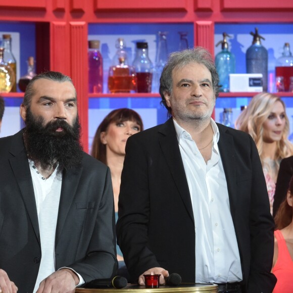 Exclusif - Patrick Sébastien, Sébastien Chabal et Raphaël Mezrahi - Patrick Sébastien présente en direct sur France 2 "Le Grand Burlesque" à Saint-Denis, France, le 11 février 2017. © Giancarlo Gorassini/Bestimage