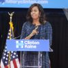 Michelle Obama en plein discours devant les étudiants de l'université de LaSalle à Philadelphie, le 28 septembre 2016.