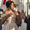 Le président américain Barak Obama et sa femme Michelle Obama attendent leurs invités - Dîner à la Maison Blanche lors du sommet des chefs d'Etat de cinq pays nordiques à Washington le 14 mai 2016.