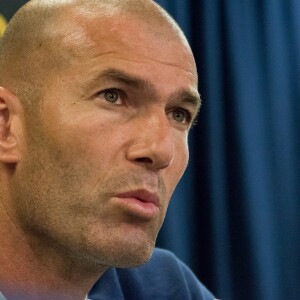 L'entraineur du Real Madrid Zinédine Zidane pendant une conférence de presse au stade Red Bull à Harrison, New Jersey, le 2 août 2016.