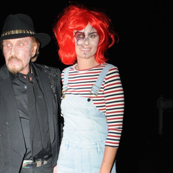 Johnny Hallyday et sa femme Læticia Hallyday arrivent à la fête d'halloween de Kate Hudson à Brentwood le 28 octobre 2016