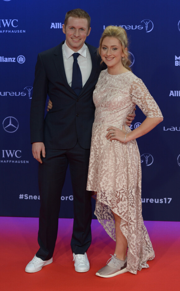 Jason Kenny et sa femme Laura à la cérémonie des Laureus World Sport Awards 2017 à Monaco le 14 février 2017. Le couple annonçait le jour même attendre son premier enfant. © Michael Alesi/Bestimage