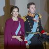 La princesse Mary et le prince Frederik de Danemark lors des réceptions du nouvel an en janvier 2017.
