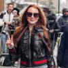 Lindsay Lohan habillée en Gucci de la tête aux pieds à la sortie de l'émission 'The View' à New York, le 13 février 2017