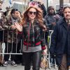 Lindsay Lohan habillée en Gucci de la tête aux pieds à la sortie de l'émission 'The View' à New York, le 13 février 2017