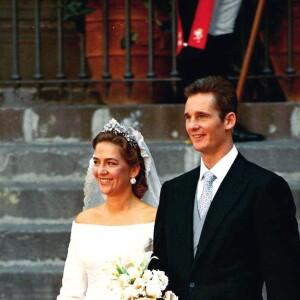 Iñaki Urdangarin et sa femme l'infante Cristina d'Espagne lors de leur mariage le 4 octobre 1997