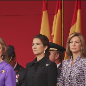 La famille royale espagnole lors de la Fête nationale en 2008.