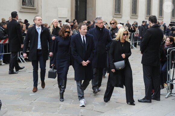 Victoria Beckham, Eva Herzigová - Arrivée des personnalités à la cérémonie religieuse en l'honneur de Franca Sozzani (rédactrice en chef de Vogue Italie décédée le 22 décembre 2016) à Milan, le 27 février 2017