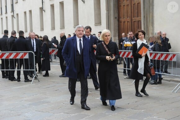 Sidney Toledano, Maria Grazia Chiuri - Arrivée des personnalités à la cérémonie religieuse en l'honneur de Franca Sozzani (rédactrice en chef de Vogue Italie décédée le 22 décembre 2016) à Milan, le 27 février 2017
