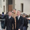 Les frères jumeaux Dean et Dan Caten - Arrivée des personnalités à la cérémonie religieuse en l'honneur de Franca Sozzani (rédactrice en chef de Vogue Italie décédée le 22 décembre 2016) à Milan, le 27 février 2017