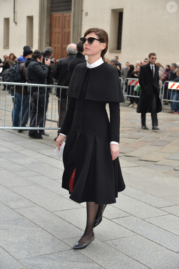 Sara Battaglia - Arrivée des personnalités à la cérémonie religieuse en l'honneur de Franca Sozzani (rédactrice en chef de Vogue Italie décédée le 22 décembre 2016) à Milan, le 27 février 2017