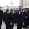 La princesse Mette-Marit de Norvège et son mari le prince Haakon de Norvège - Cérémonie religieuse en l'honneur de Franca Sozzani (rédactrice en chef de Vogue Italie décédée le 22 décembre 2016) à Milan, le 27 février 2017