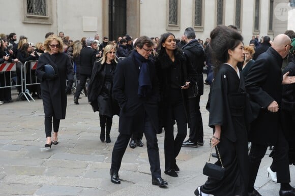 Liya Kebede - Arrivée des personnalités à la cérémonie religieuse en l'honneur de Franca Sozzani (rédactrice en chef de Vogue Italie décédée le 22 décembre 2016) à Milan, le 27 février 2017