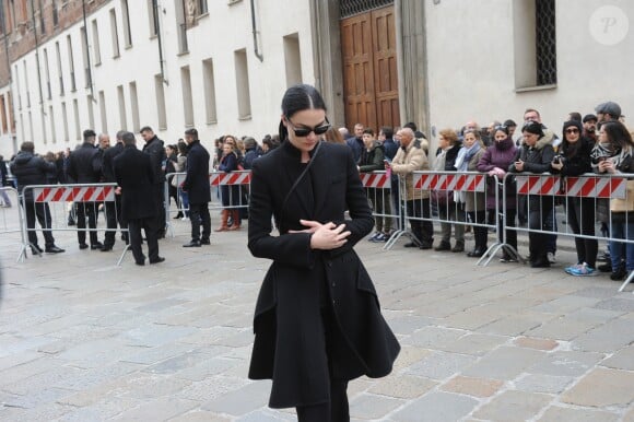 Maria Carla Boscono - Arrivée des personnalités à la cérémonie religieuse en l'honneur de Franca Sozzani (rédactrice en chef de Vogue Italie décédée le 22 décembre 2016) à Milan, le 27 février 2017